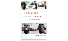 Book cover with images of art pieces featuring hands stretching open, or closing, mouths.