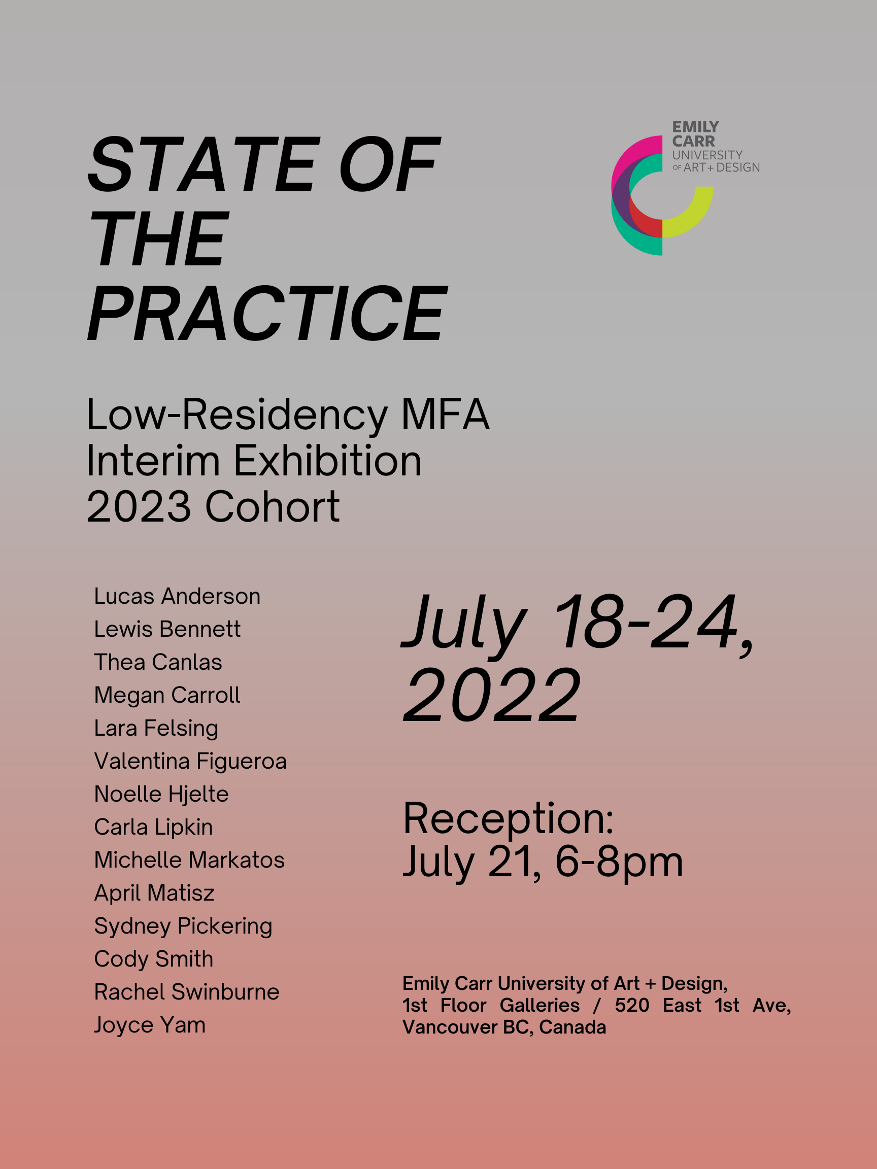 State of the Practice MFA Low Residency Interim Exhibition 2023