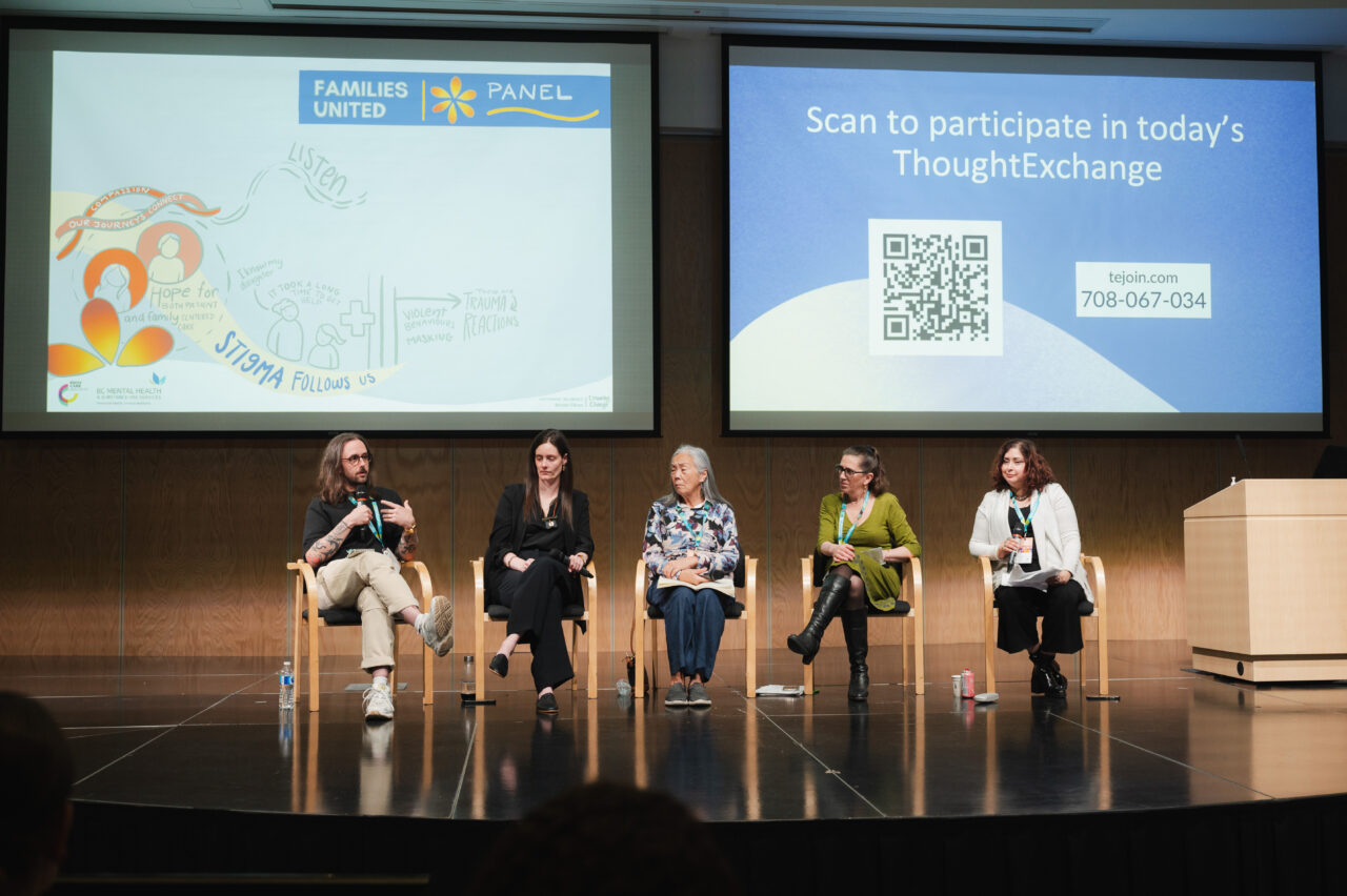 A panel of designers and storytellers discusses mental health stigma at an event at the Reliance Theatre