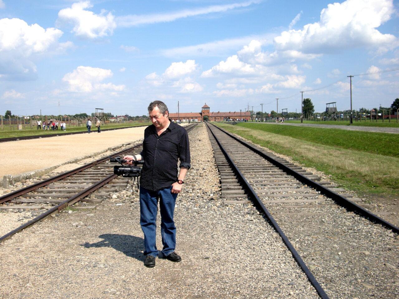 Philippe Mora Filming In Auschwitz 2010  Credit Pamela Mora
